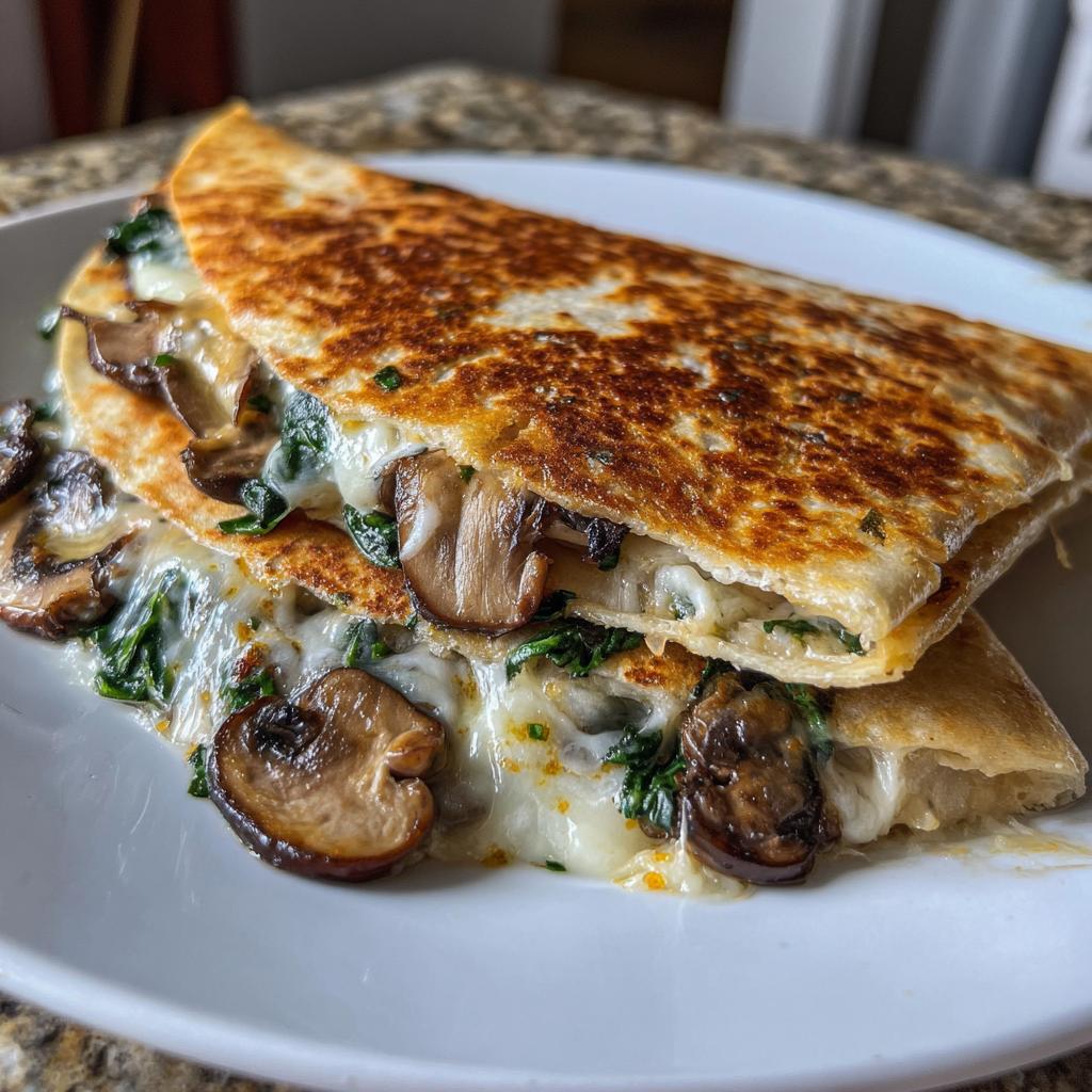 Baked Spinach Mushroom Quesadillas