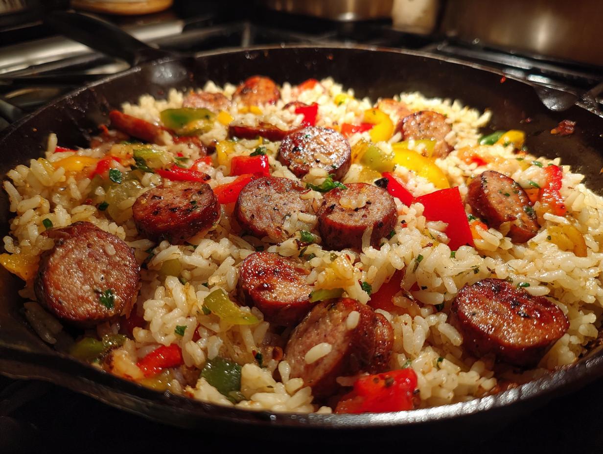 30-Minute Cajun Sausage and Rice Skillet – Irresistible One-Pan Magic
