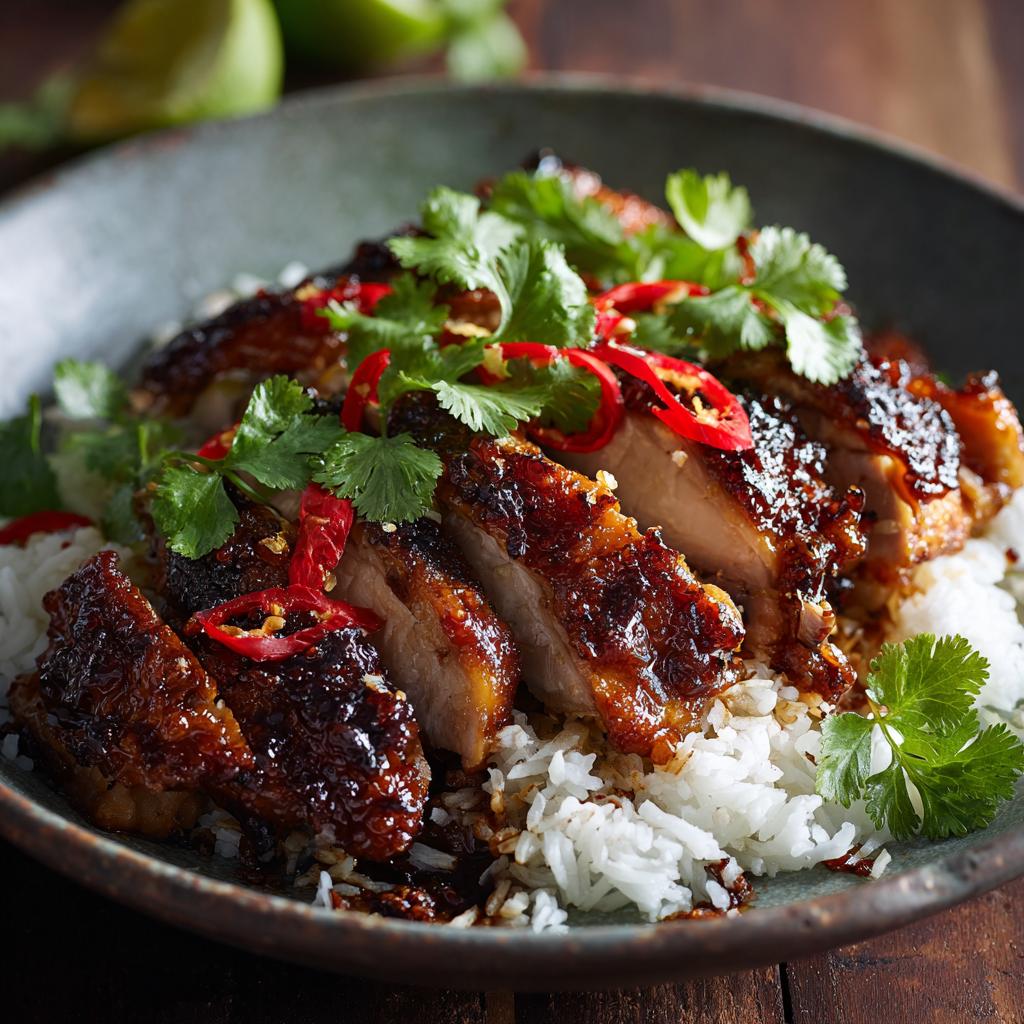 Caramelised Soy Chicken in Garlic Ginger Broth with Rice: A Savory Comfort Meal