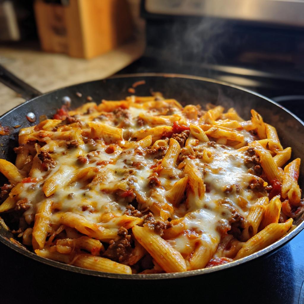 Cheese and Ground Beef Pasta Skillet for a Quick Dinner - detail 1