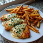 Chicken Fillet in a Garlic Parmesan Sauce with Fries