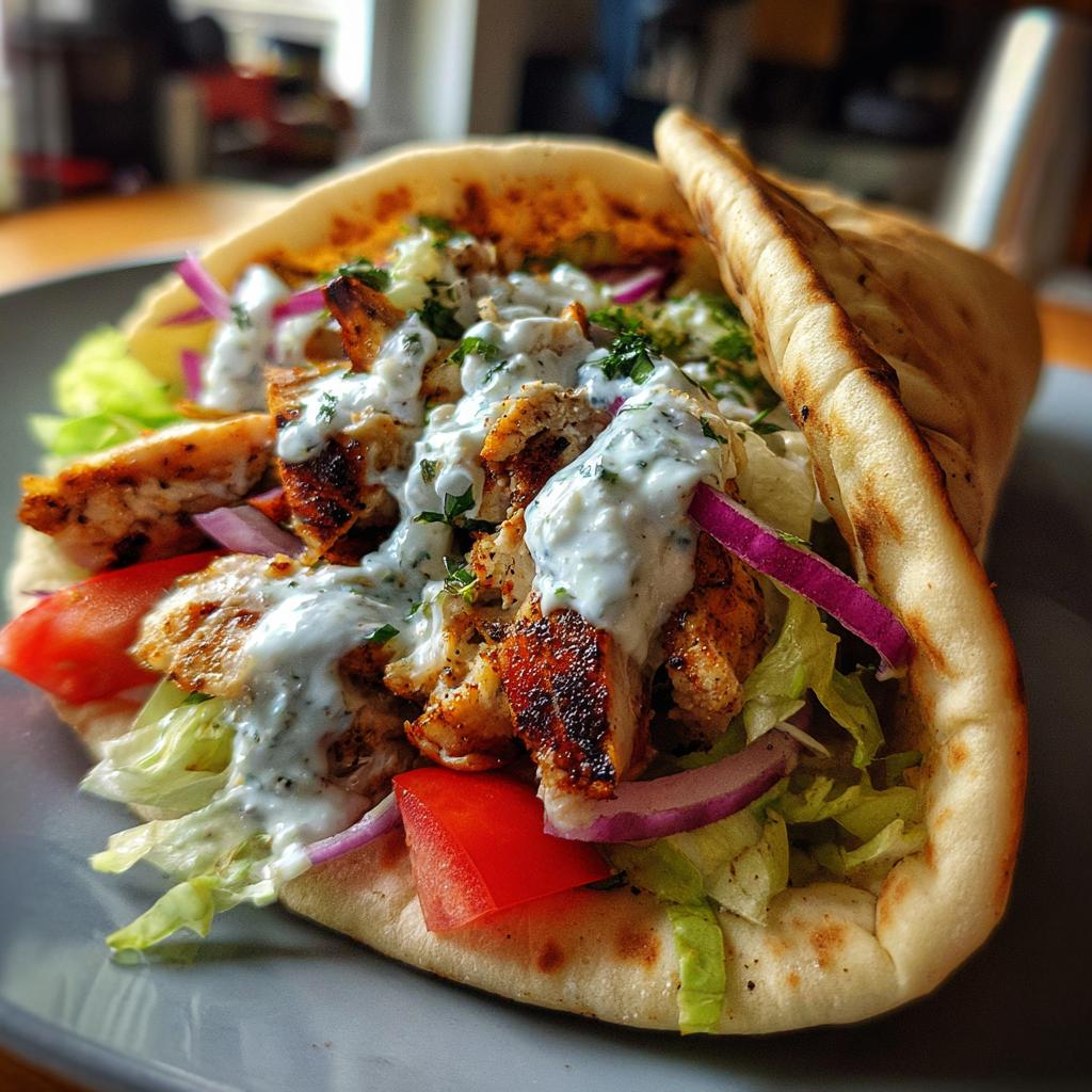 Chicken gyro with creamy feta tzatziki sauce