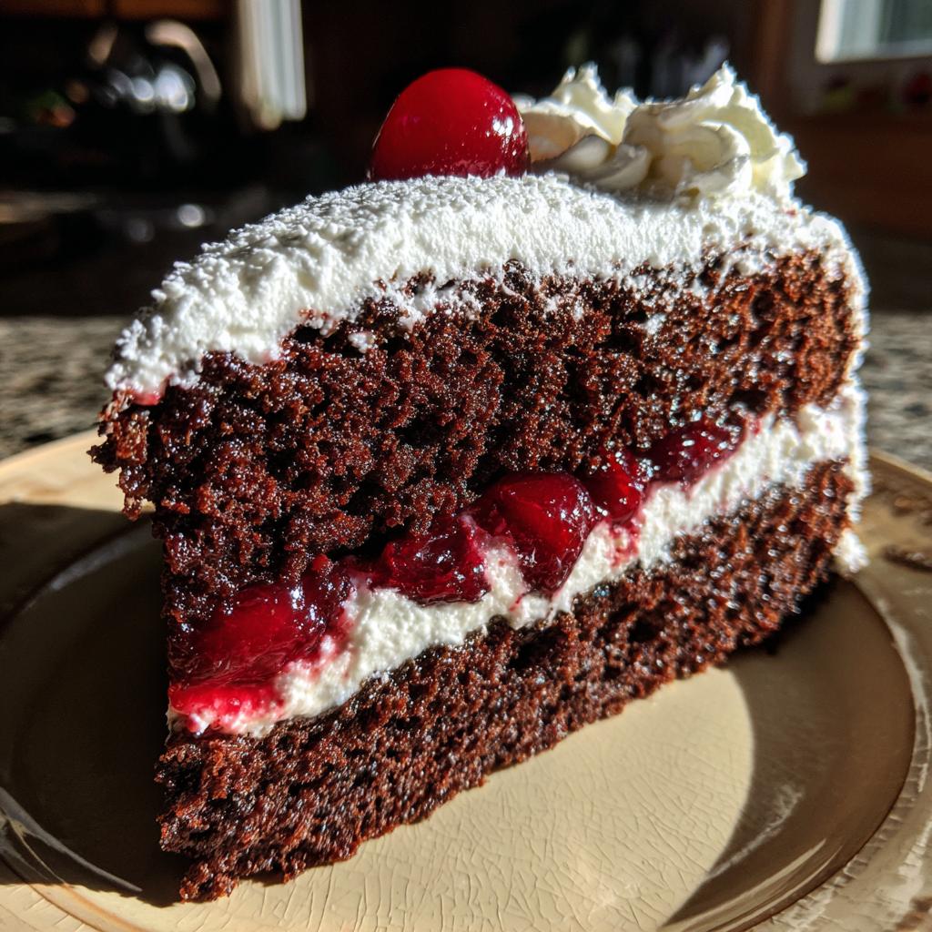 Chocolate Cake with Cherry Filling and Cream - detail 1