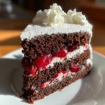 Chocolate Cake with Cherry Filling and Cream