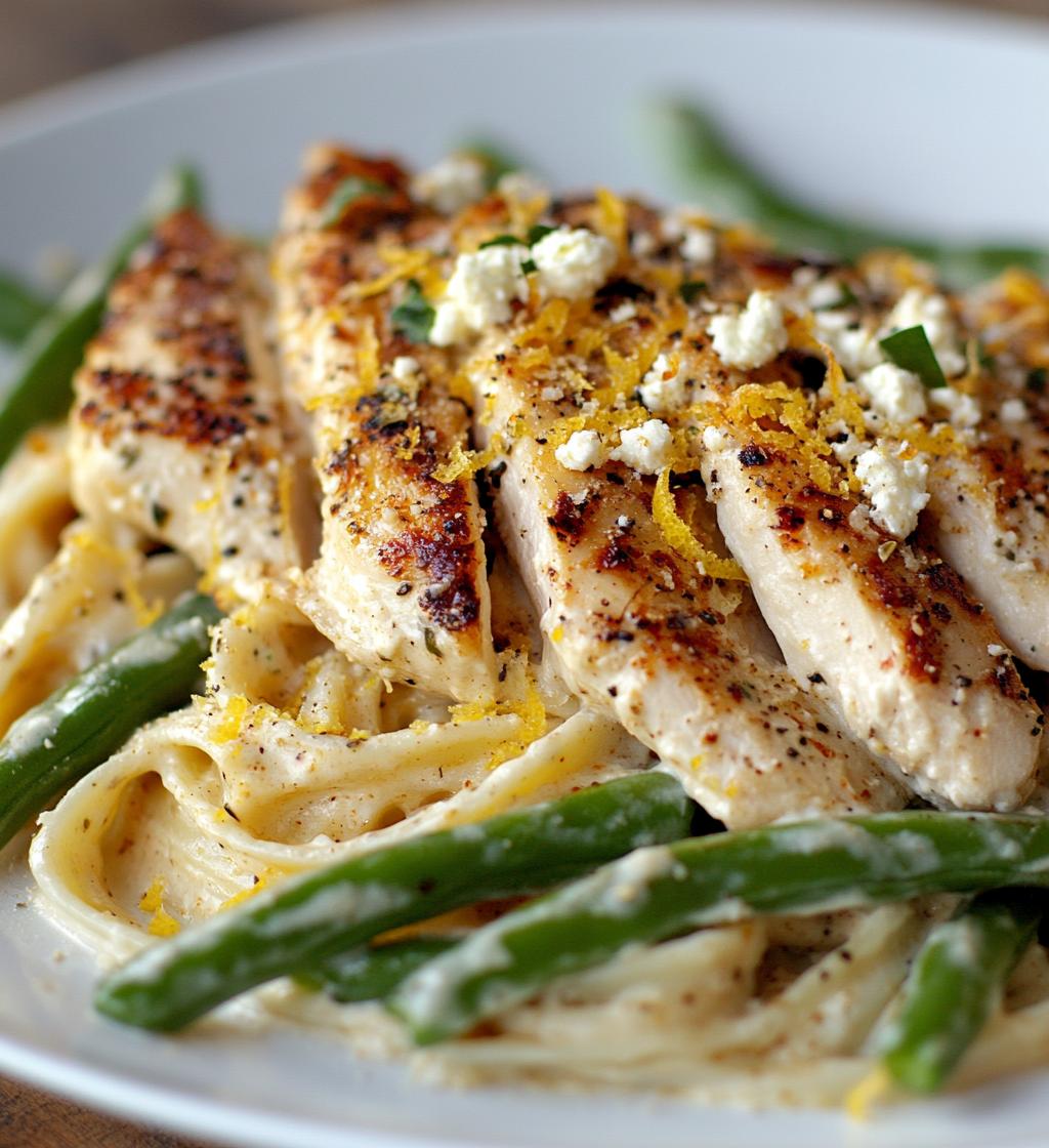 Coconut-Lemon Chicken Alfredo with Chili Feta Cream & Crispy Parmesan Green Beans - detail 1