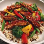 Colorful Teriyaki Chicken Stir-Fry Recipe with Rainbow Veggies & Wild Rice