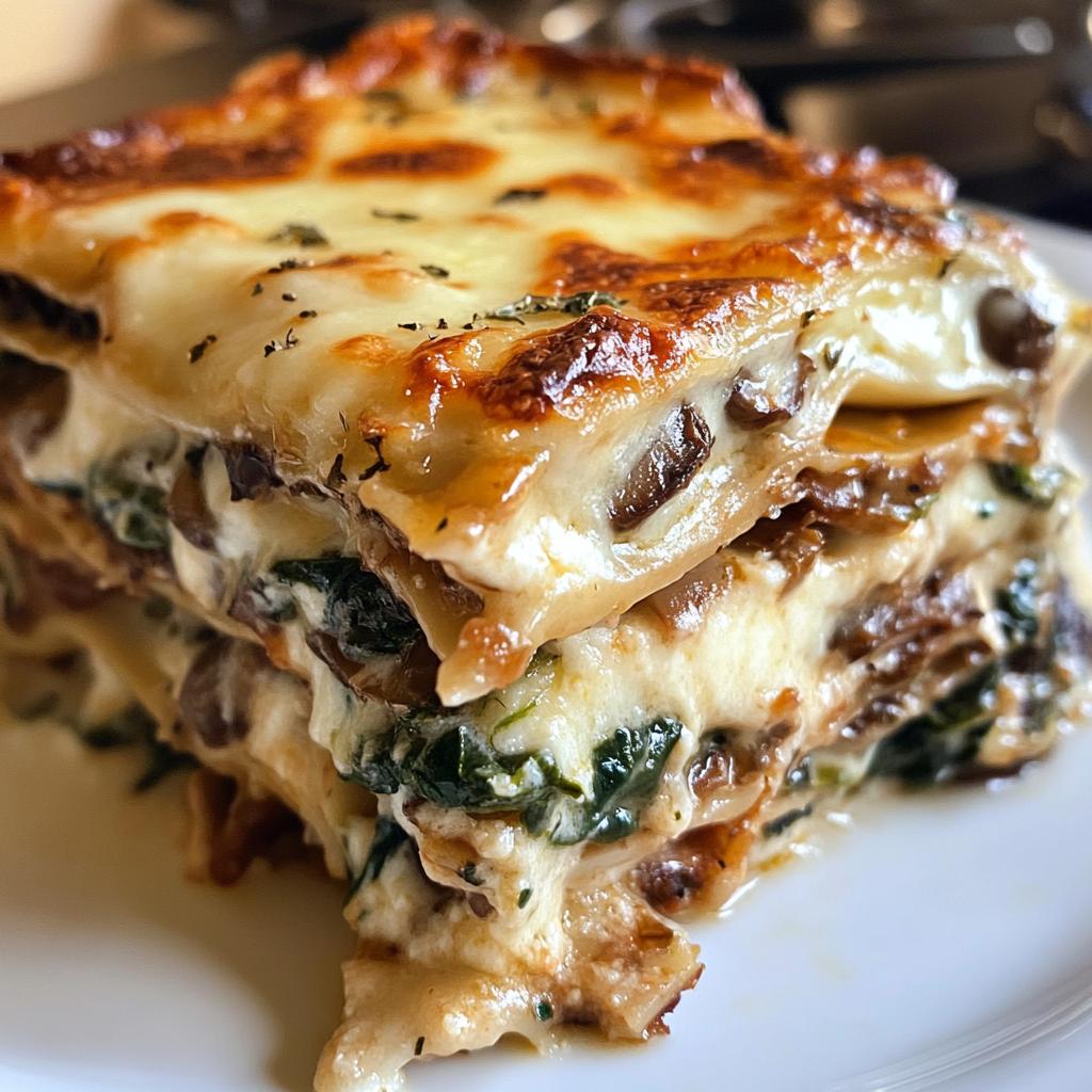 Creamy Spinach Mushroom Lasagna