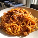 Creamy Velveeta Spaghetti with Italian Beef Marinara