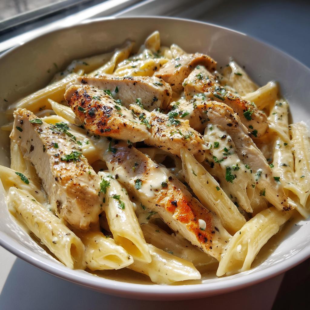 Creamy garlic chicken pasta - detail 1