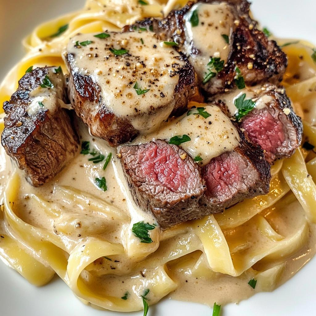 Cremige, würzige Knoblauchbutter-Steak-Pasta - detail 1
