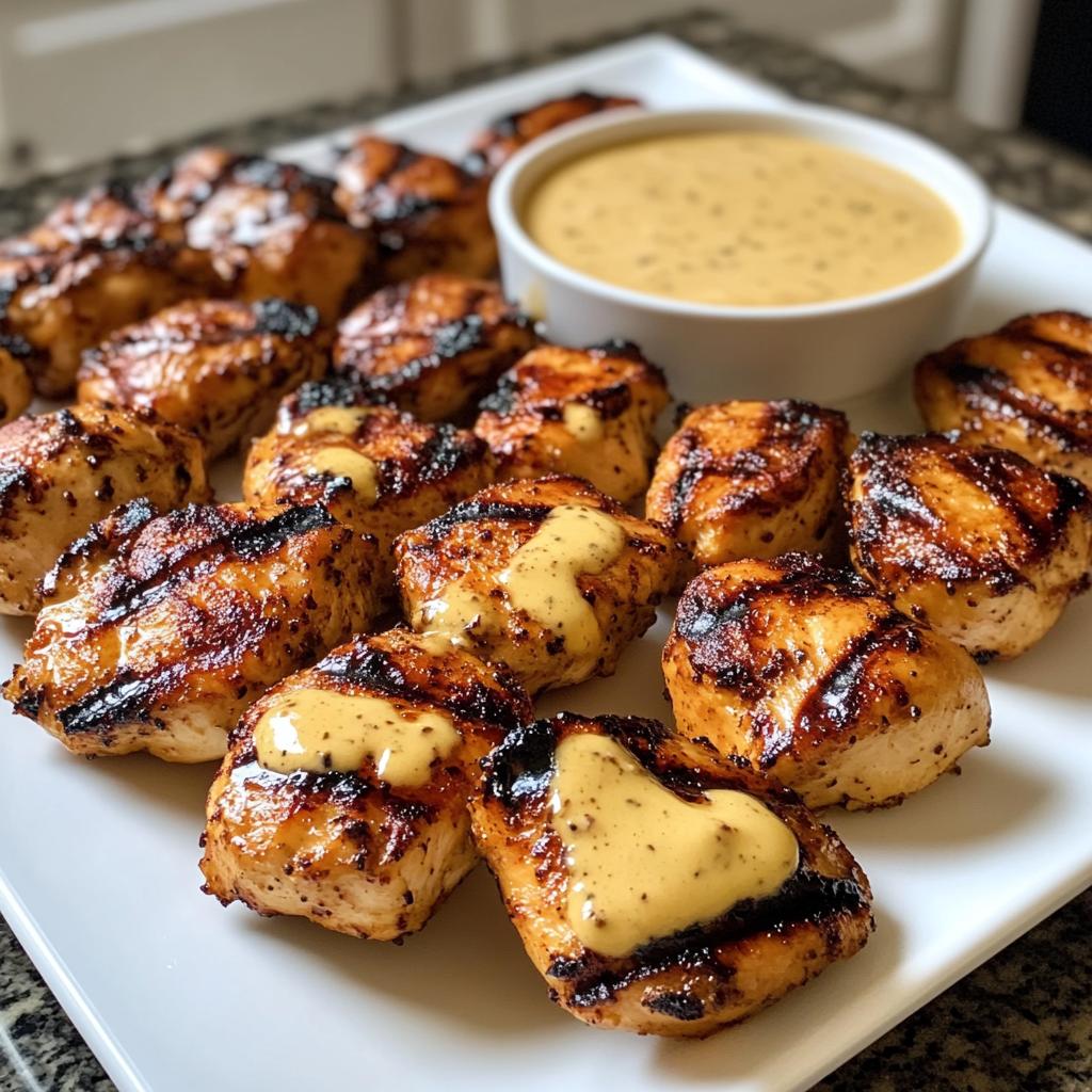 Delicious Grilled Chicken Bites with Creamy Garlic Sauce