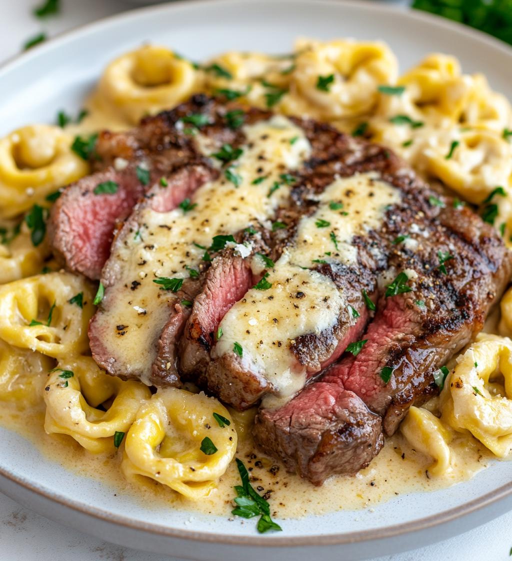 Garlic Butter Steak with Cheesy Alfredo Tortellini - detail 1