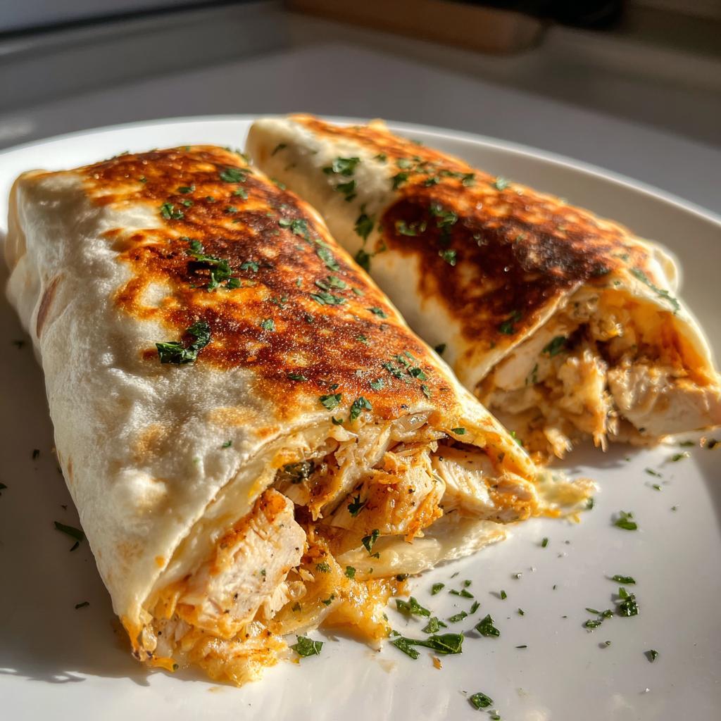 Garlic Chicken Wraps with Cheese Filling