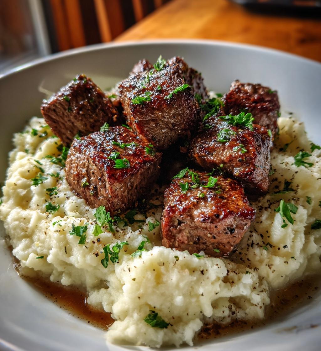 Garlic Parmesan Steak Bites with Mashed Potatoes - detail 1