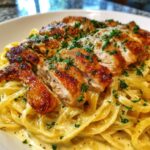 Golden Garlic Butter Chicken with Creamy Parmesan Linguine