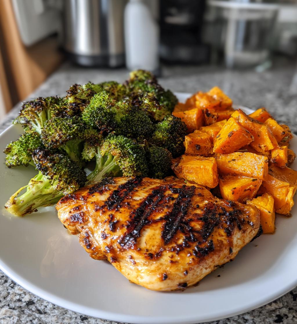 Grilled Chicken with Roasted Broccoli & Sweet Potatoes - detail 1