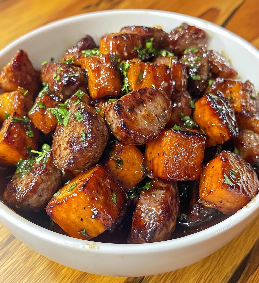 Sausage and Sweet Potatoes with Honey Garlic Sauce - detail 1