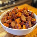 Sausage and Sweet Potatoes with Honey Garlic Sauce