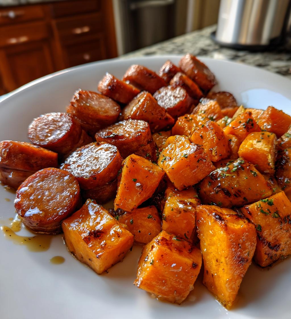 Magical Sausage and Sweet Potatoes with Honey Garlic Sauce in 20 Minutes