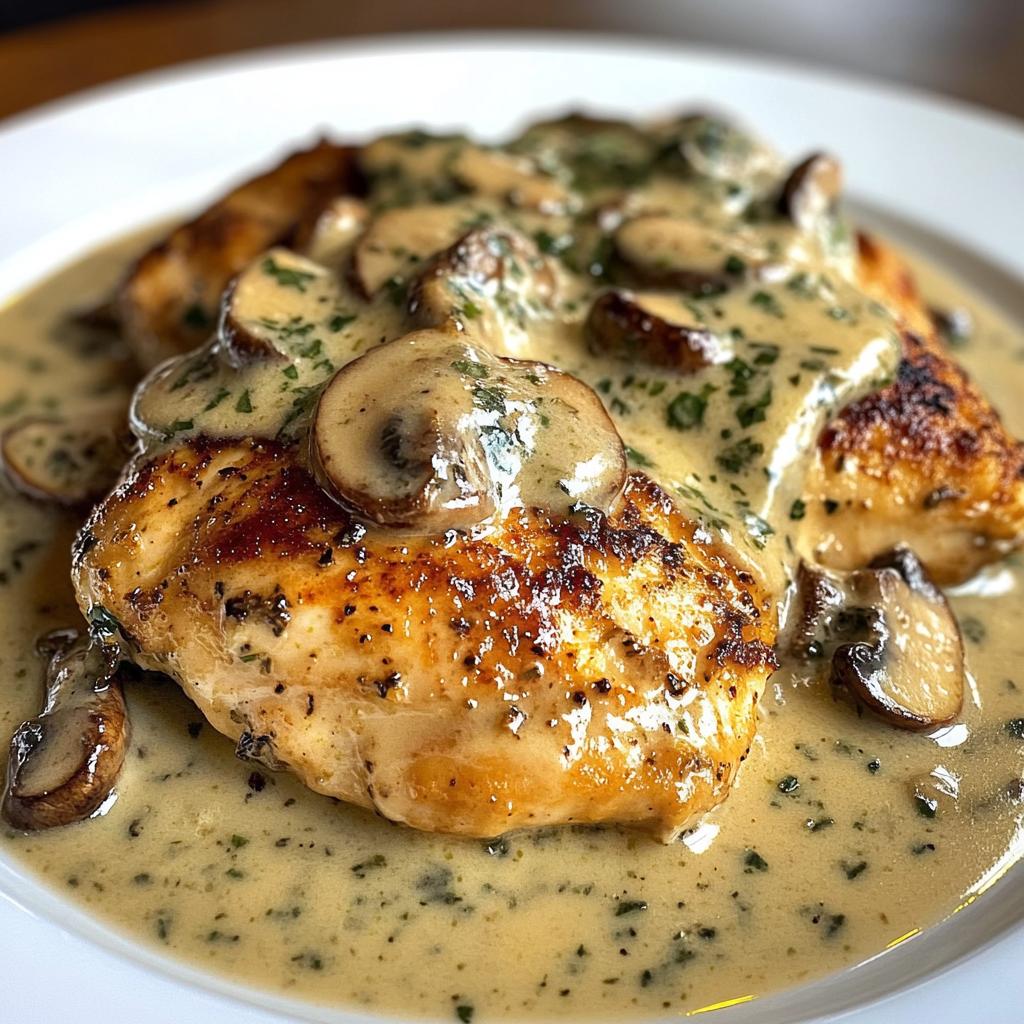Savory Chicken in a Creamy Asiago Mushroom Sauce