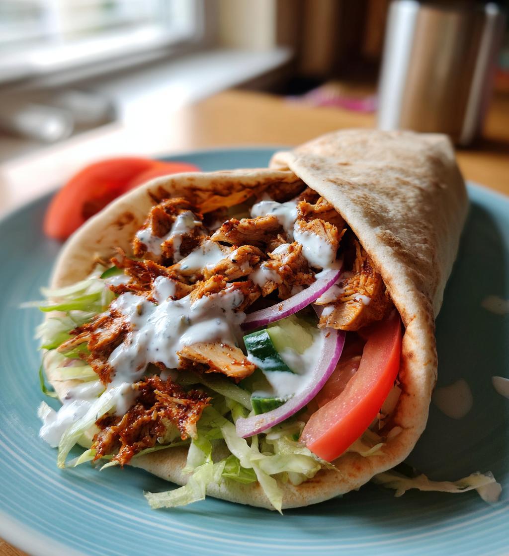 Seasoned chicken pita wrap