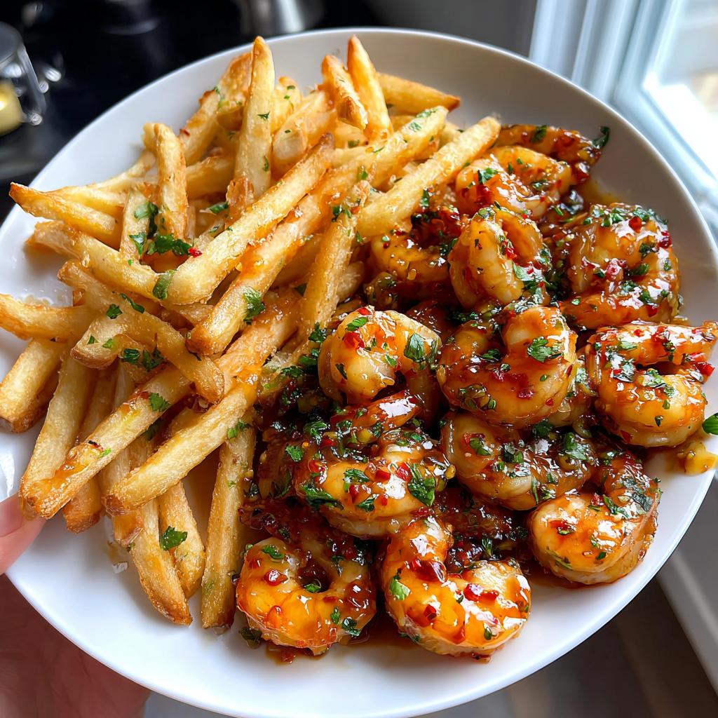 Spicy Honey Garlic Shrimp with Crispy Fries - detail 1