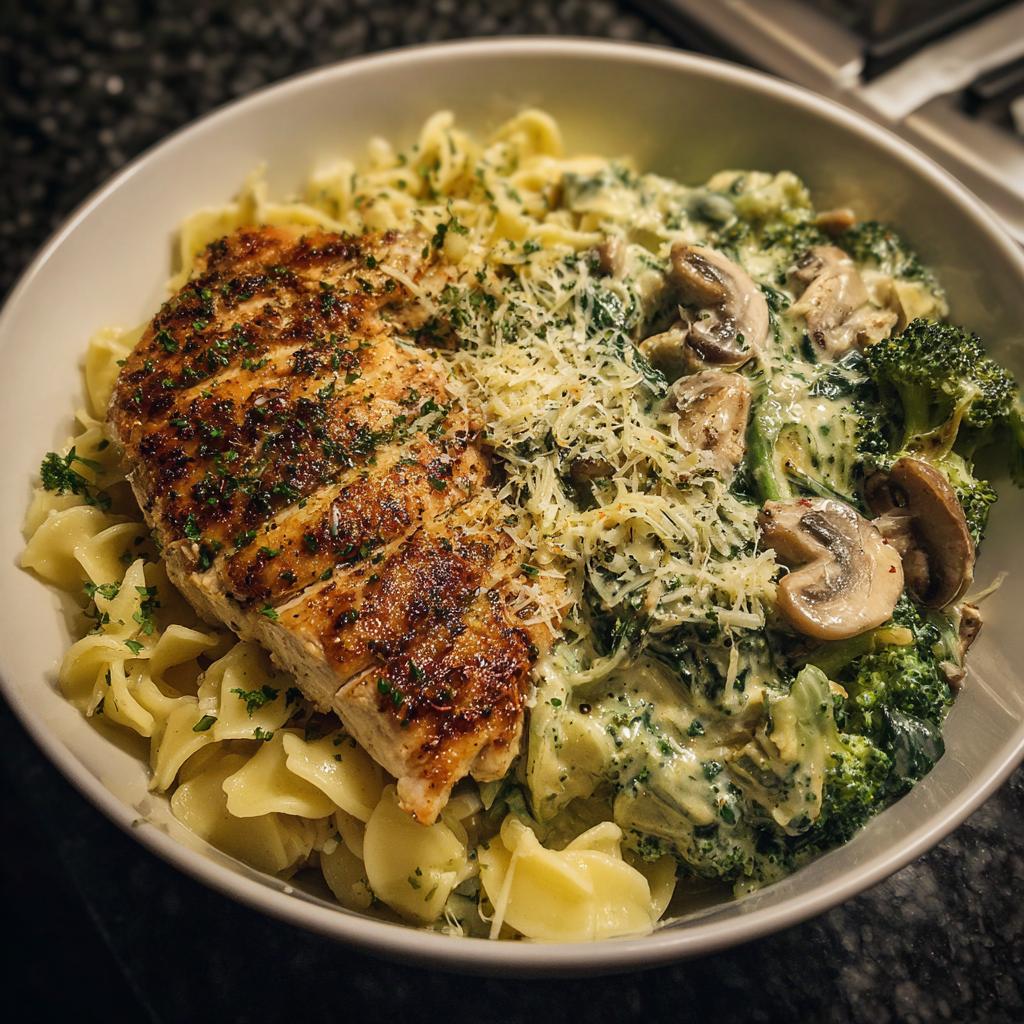 Spinach-Artichoke Greek Chicken Alfredo & Crispy Parmesan Broccoli - detail 1