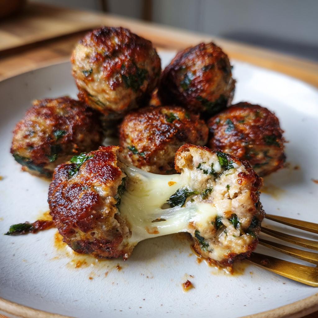 Spinach and Garlic Meatballs with Mozzarella - detail 1