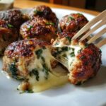 Spinach and Garlic Meatballs with Mozzarella