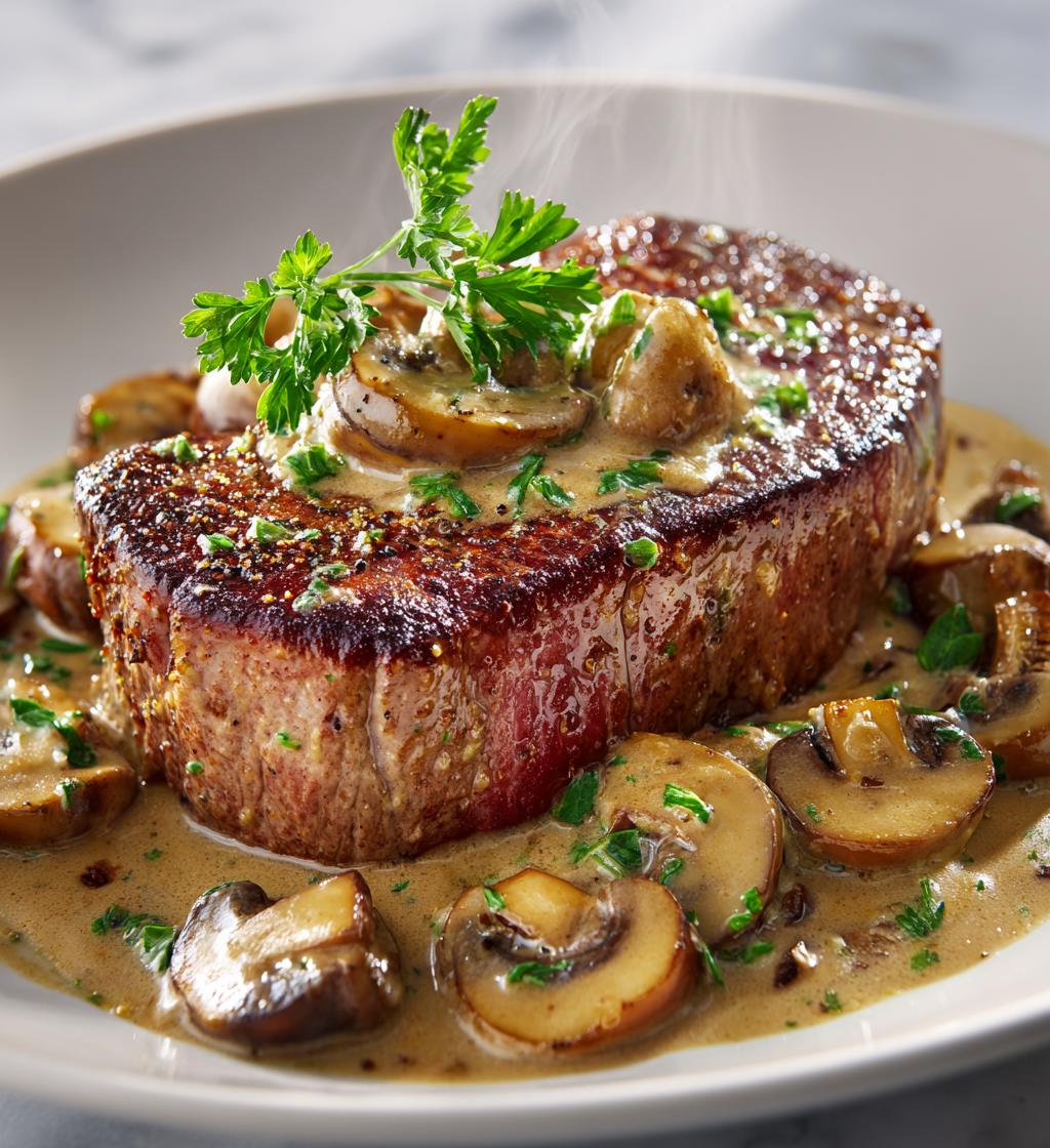 Steak Diane with Mushroom Cream Sauce - detail 1
