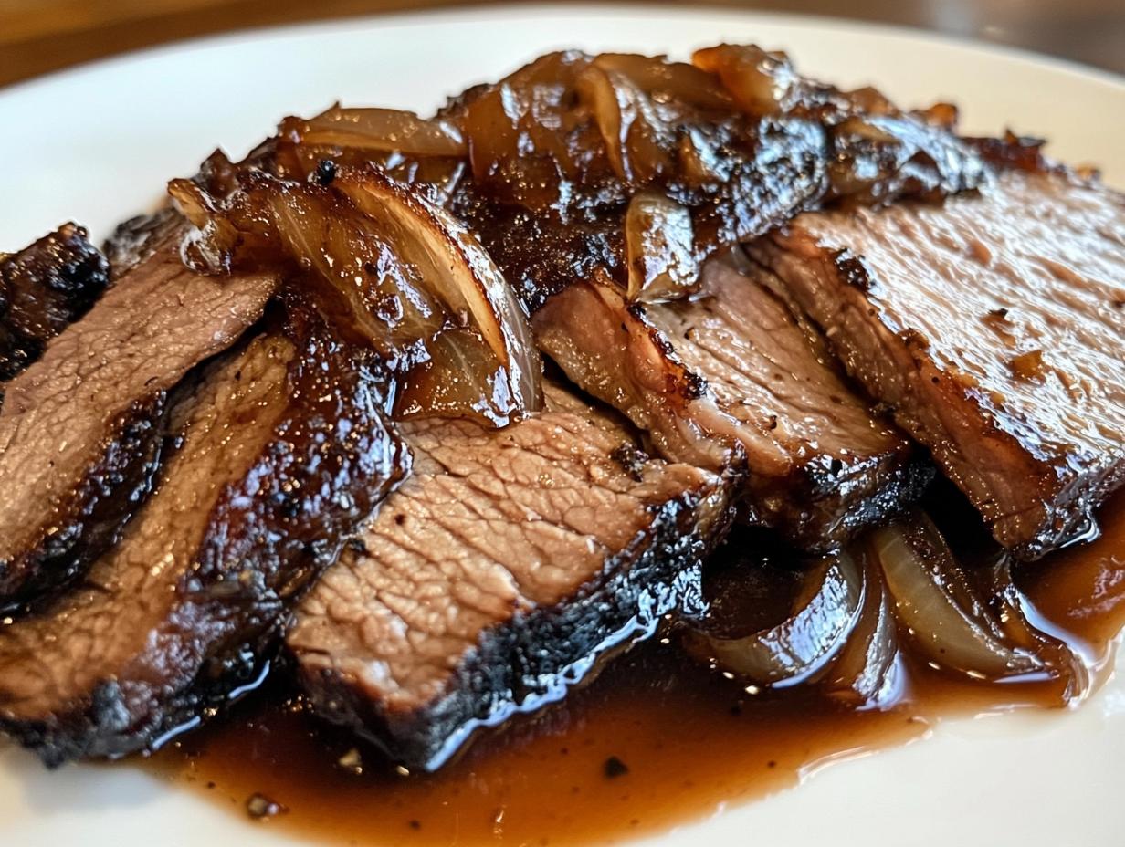 Zartes Rinderbruststück in aromatischer Balsamico-Zwiebel-Sauce - detail 1