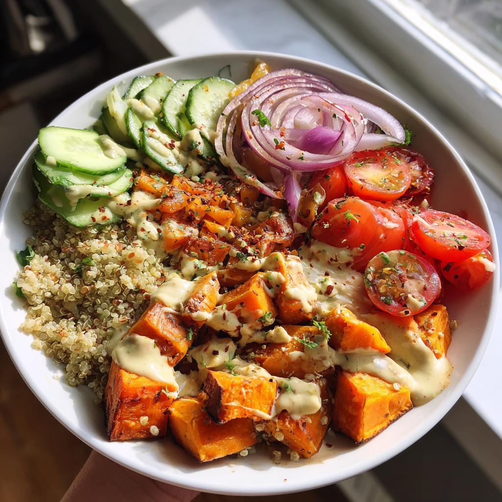 30-Minute Harvest Quinoa Bowl with Creamy Tahini Dressing