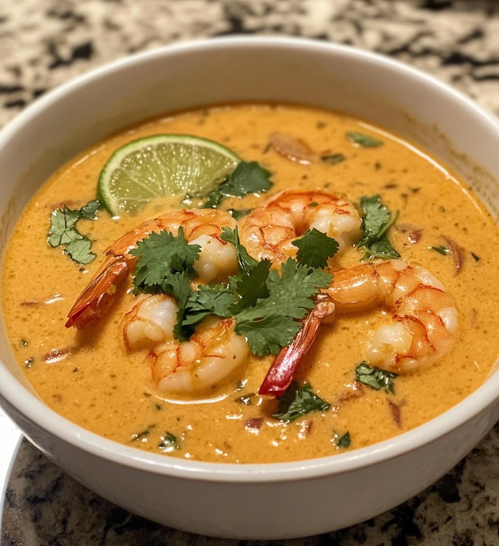 Aromatic Thai Coconut Shrimp Soup with Lime Leaves - detail 1