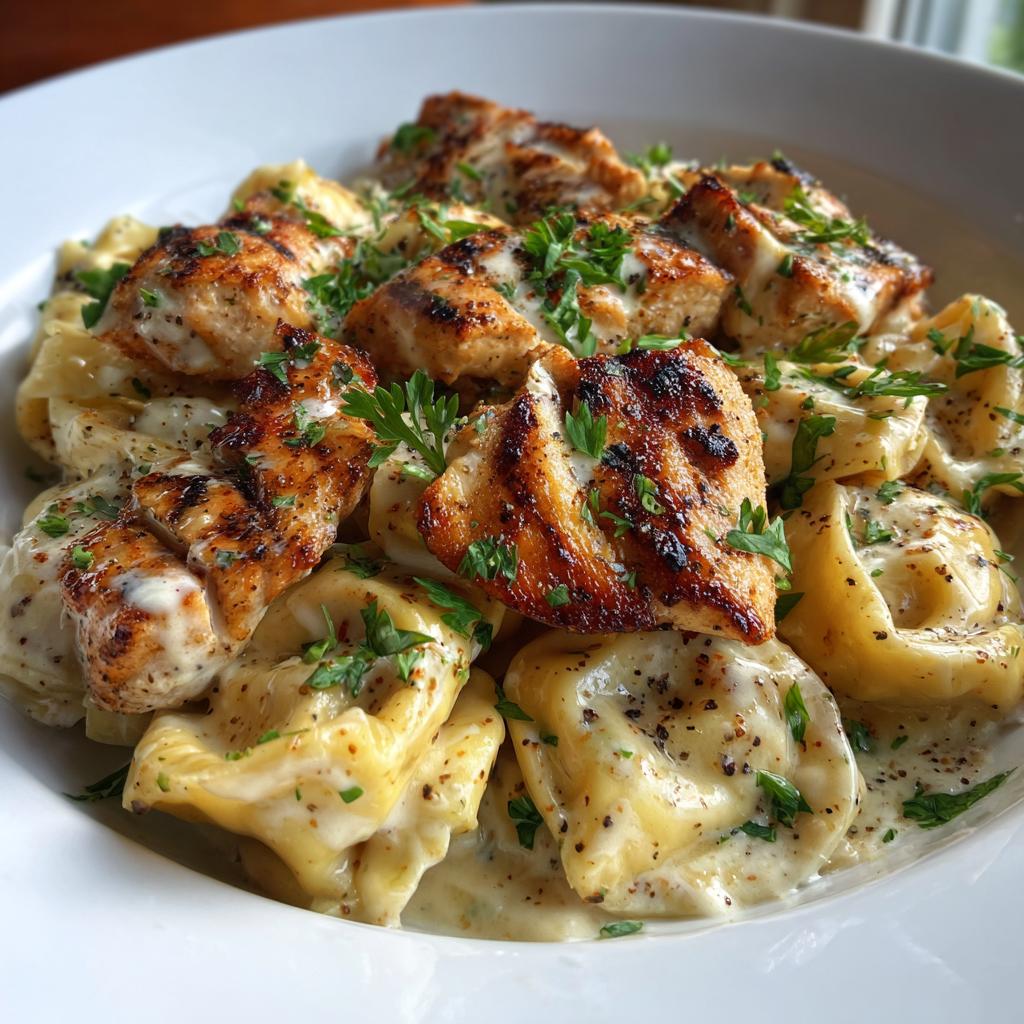 Asiago Tortelloni Alfredo With Grilled Chicken