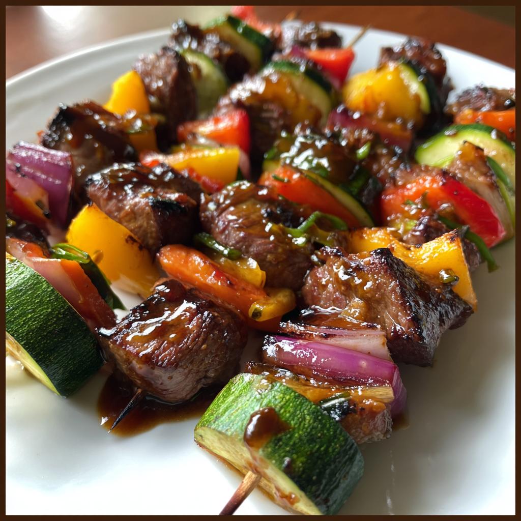 BBQ Beef Skewers with Vegetables