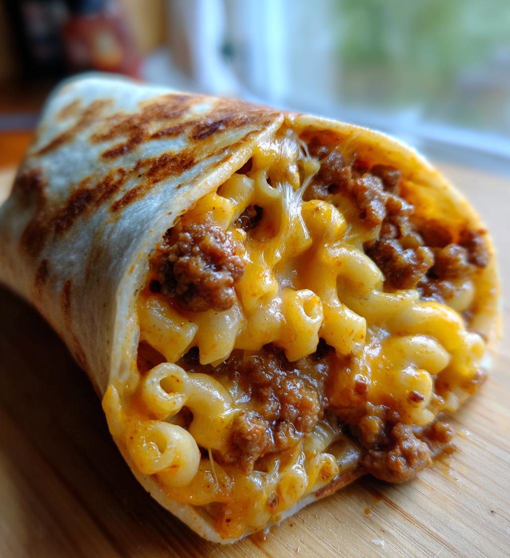 Beef Burger Wrap with Macaroni and Cheese - detail 1
