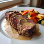 Beef Tenderloin with Garlic Dijon Cream Sauce and Roasted Vegetables