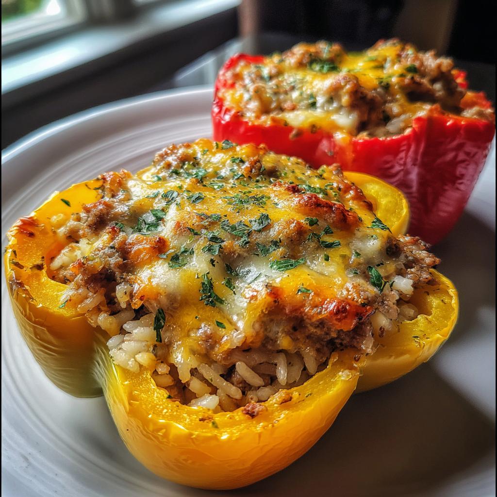 Beef and Cheese Stuffed Peppers