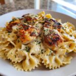 Bowtie Pasta with Creamy Cajun Chicken and Mozzarella Cheese Sauce