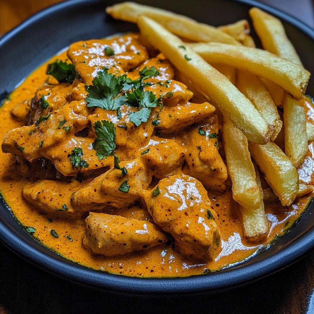 Butter Chicken with Garlic Sauce and Crispy Fries - detail 1