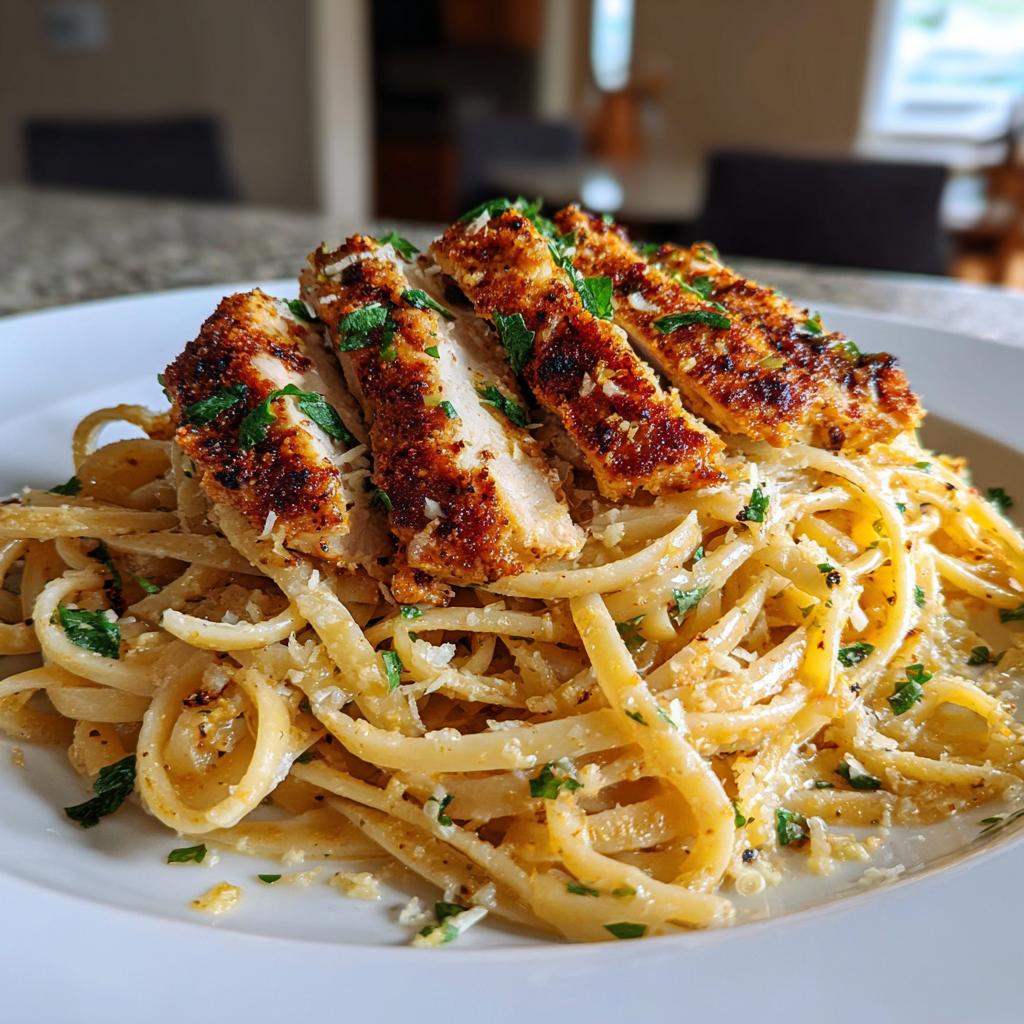 Cajun Chicken with Creamy Parmesan Linguine Pasta Recipe