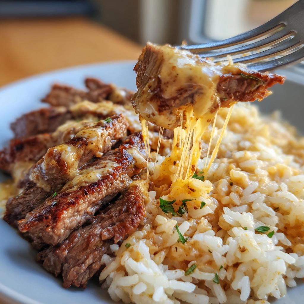Cheesy Steak & Queso Rice