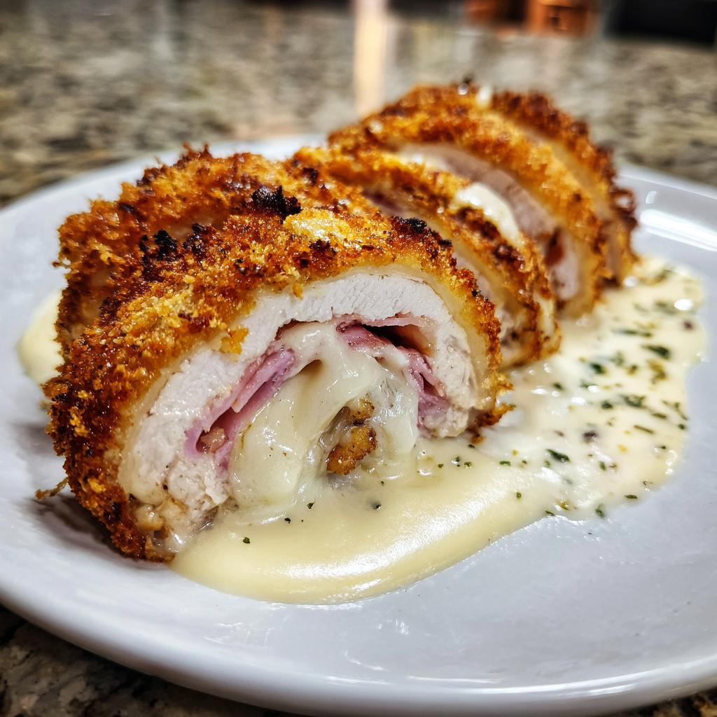 Chicken Cordon Bleu with Swiss cheese sauce - detail 1