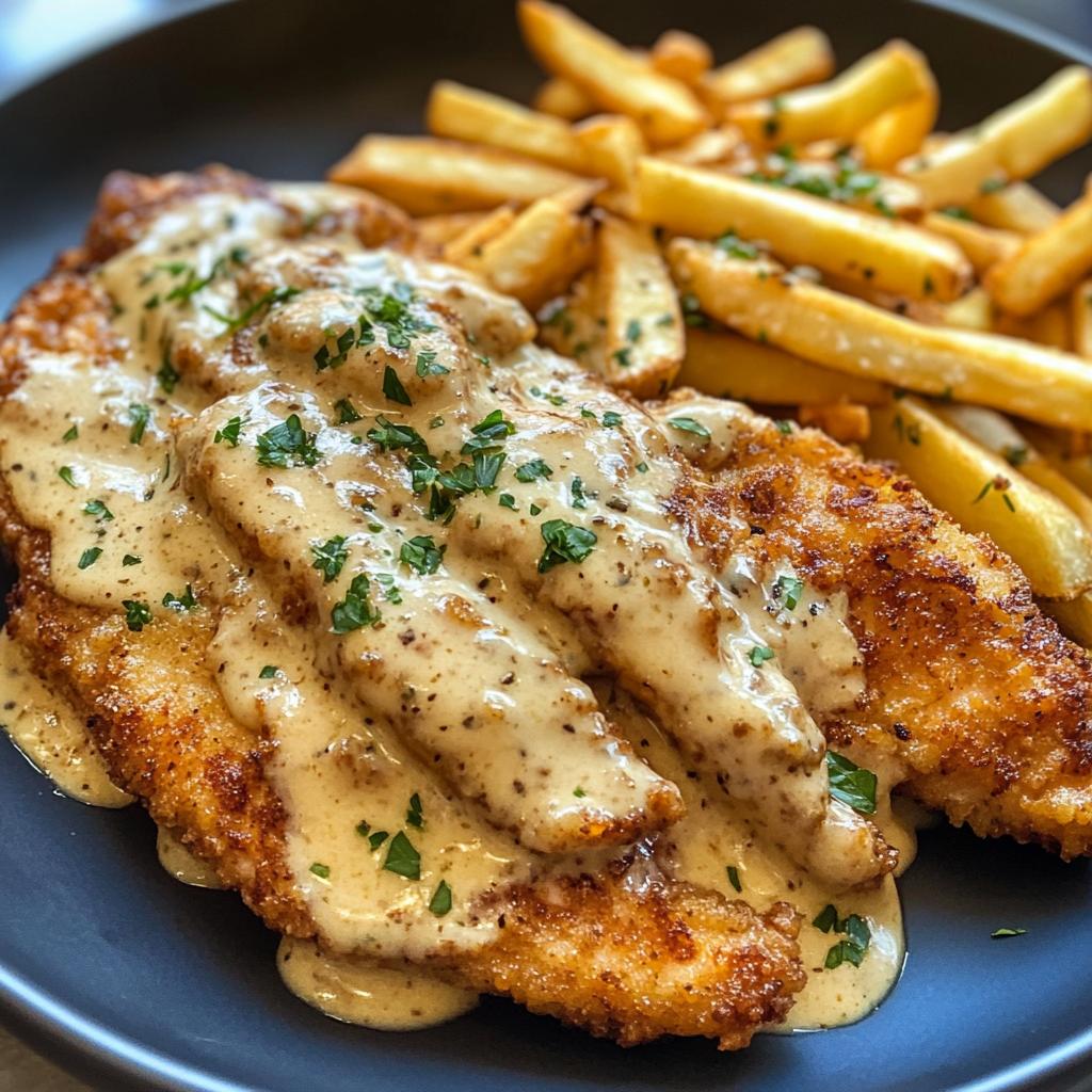 Chicken Fillet in Spicy, Creamy Garlic-Parmesan Sauce with Fries