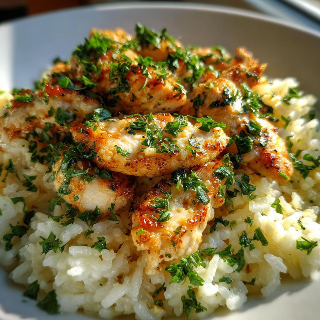 Chicken Scampi with Garlic Parmesan Rice