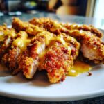 Chicken Strips with Mustard Sauce and Turkey Slices
