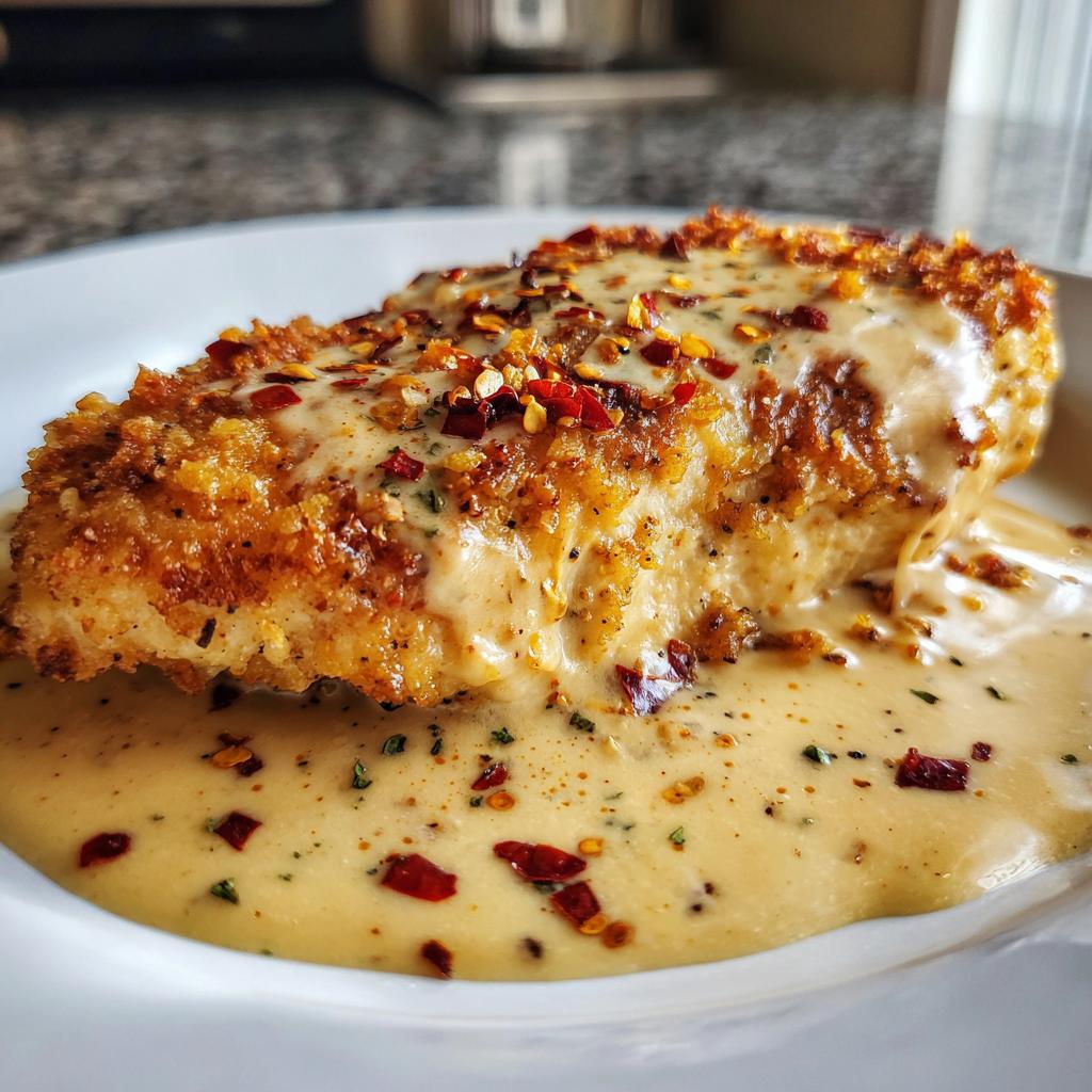 Chicken fillet in a spicy, creamy garlic parmesan sauce - detail 1
