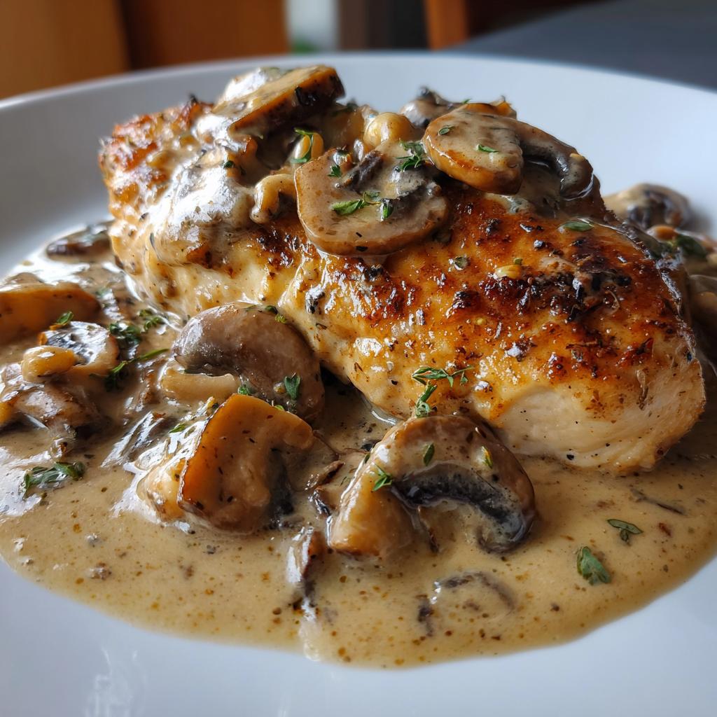 Chicken with creamy mushroom sauce - detail 1