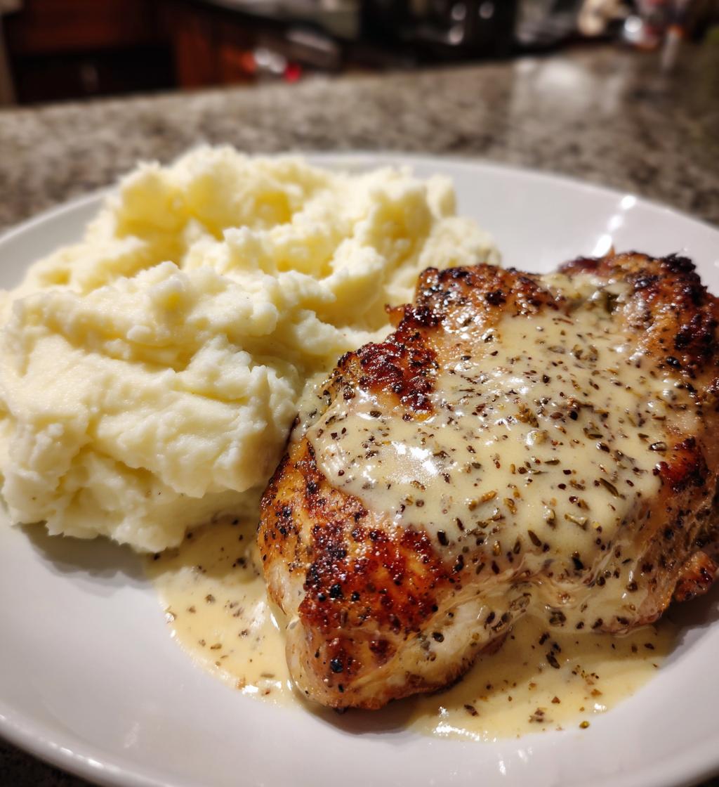 Chicken with mustard sauce and Mashed Potatoes