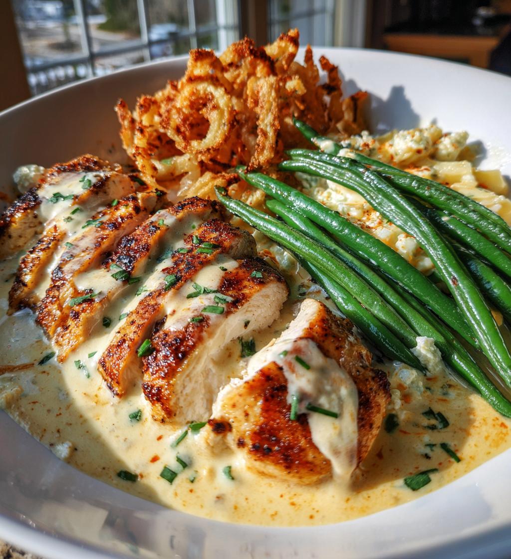 Coconut Lemon Chicken Alfredo with Chili-Feta Cream and Crispy Parmesan Green Beans - detail 1